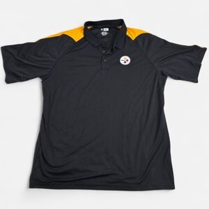 NFL Team Apparel Pittsburgh Steelers Black And Gold Men's Polo Shirt 2XL